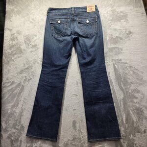 True Religion Jeans Womens 32 Blue Becky Bootcut Flap Pocket Stretch Denim USA